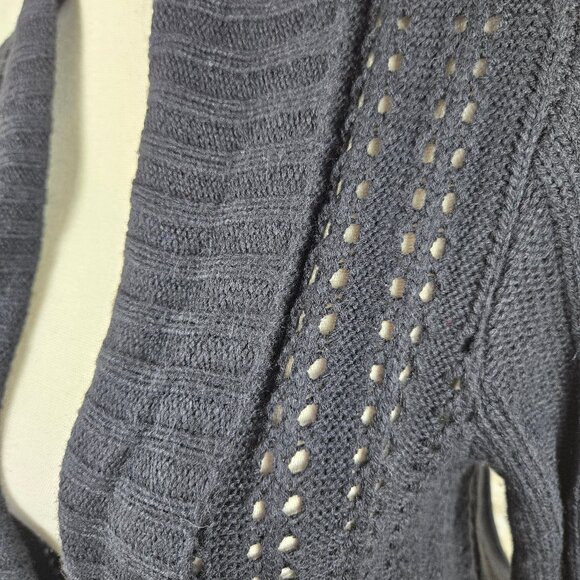 Debbie Morgan Size Medium Black Knit Cardigan Sweater Brass Toned Button Accents - Picture 4 of 13